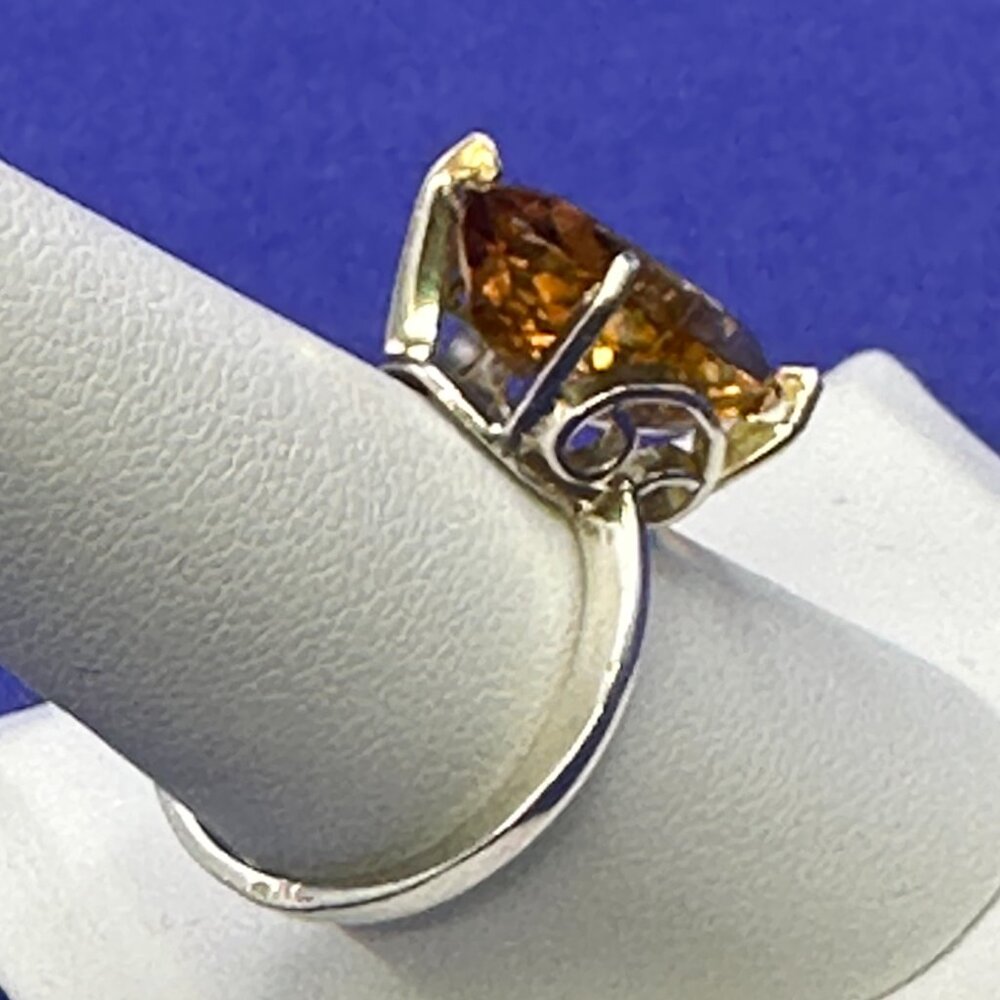 Large Natural Citrine Stone Ring on Silver Base.  Size 8. - Picture 4 of 14